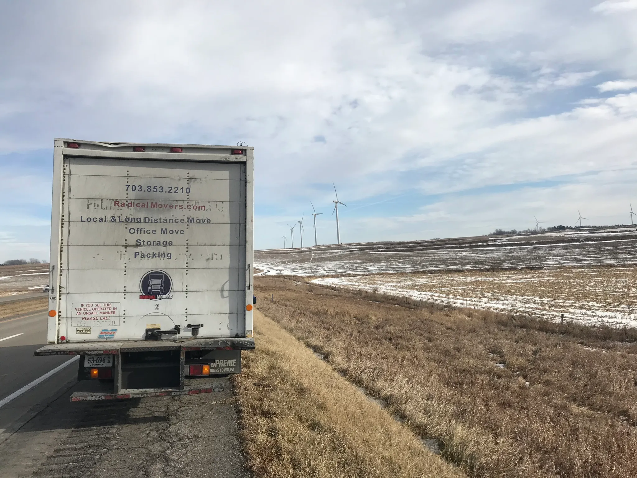 Radical Movers truck on interstate highway for long distance move